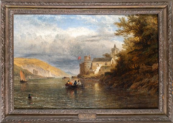 Henry Dawson | On the River Dart, below Dartmouth Castle with rowing ...