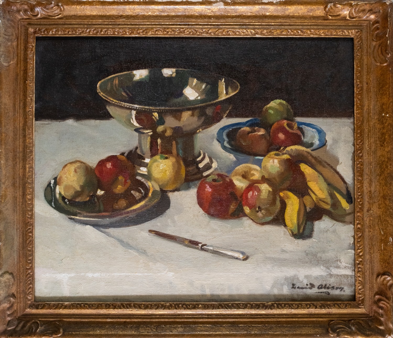 David Alison | Still Life with Fruit and silver bowl | MutualArt