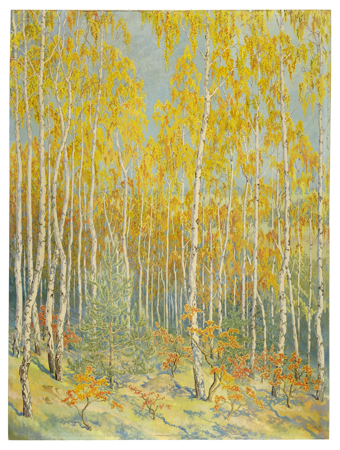 Alexander von Riesen | Birkenwald im Herbstlicht (1940 - 1952) | MutualArt