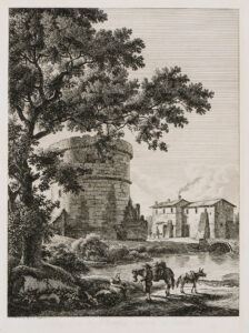 Cascatella di Tivoli – Ruderi, esistenti a Tivoli del Piano inferiore della Villa di Cassio – Sepolcro di Plauzio, vicin’ a Tivoli - Albert Christoph Dies