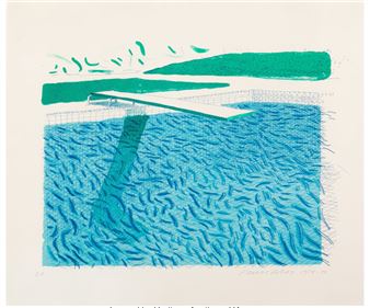Lithographic Water Made of Lines, Crayon and Two Blue Washes