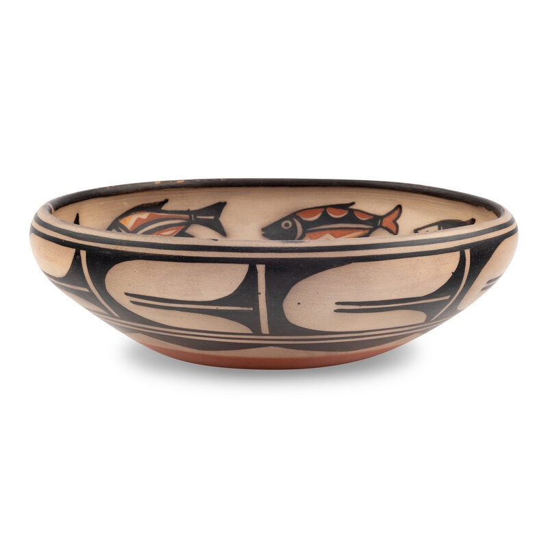 Robert Tenorio | Polychrome Pottery Bowl, with School of Fish | MutualArt