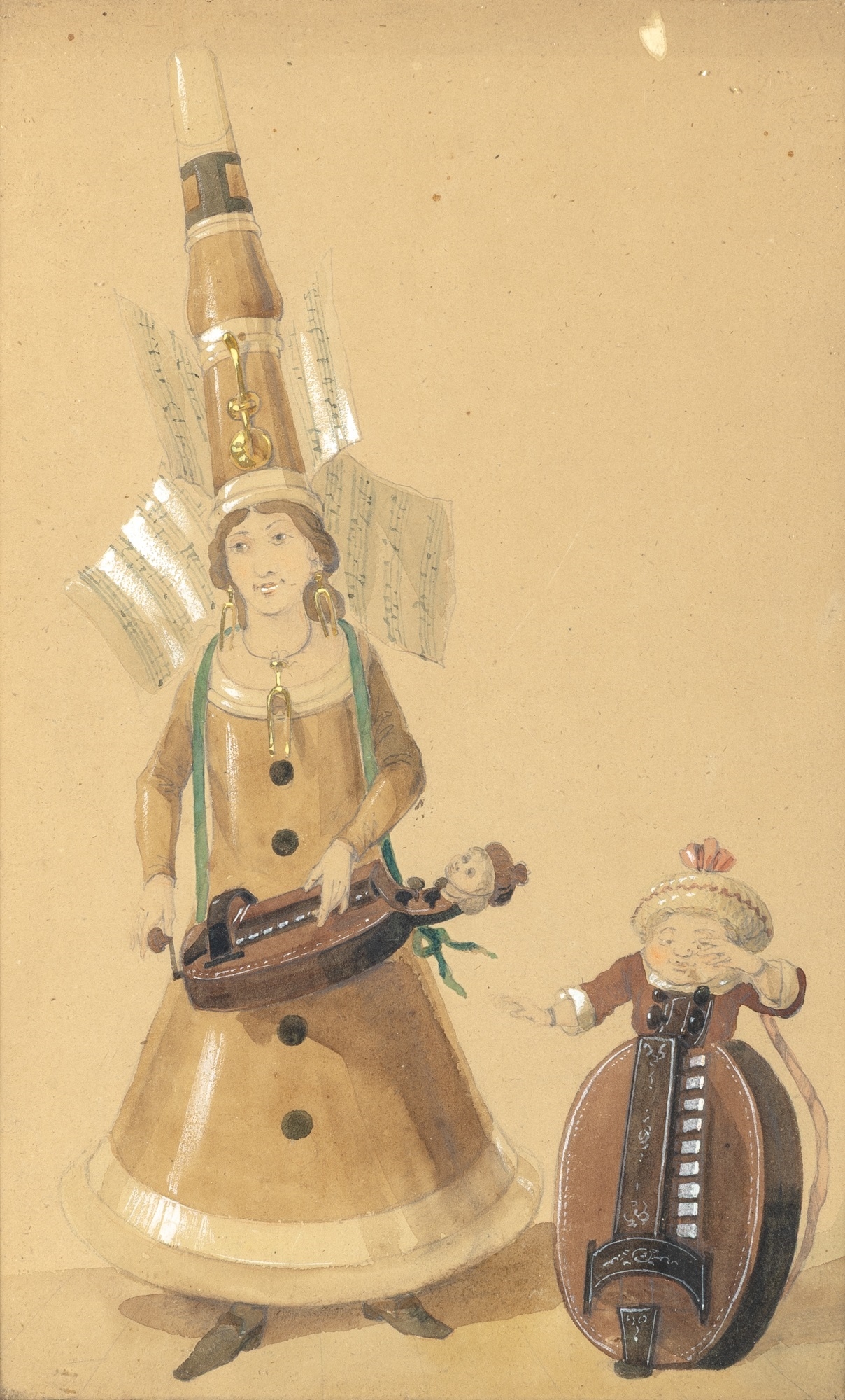 Eastern European School, 19th Century | Instrument Caricatures : Three ...