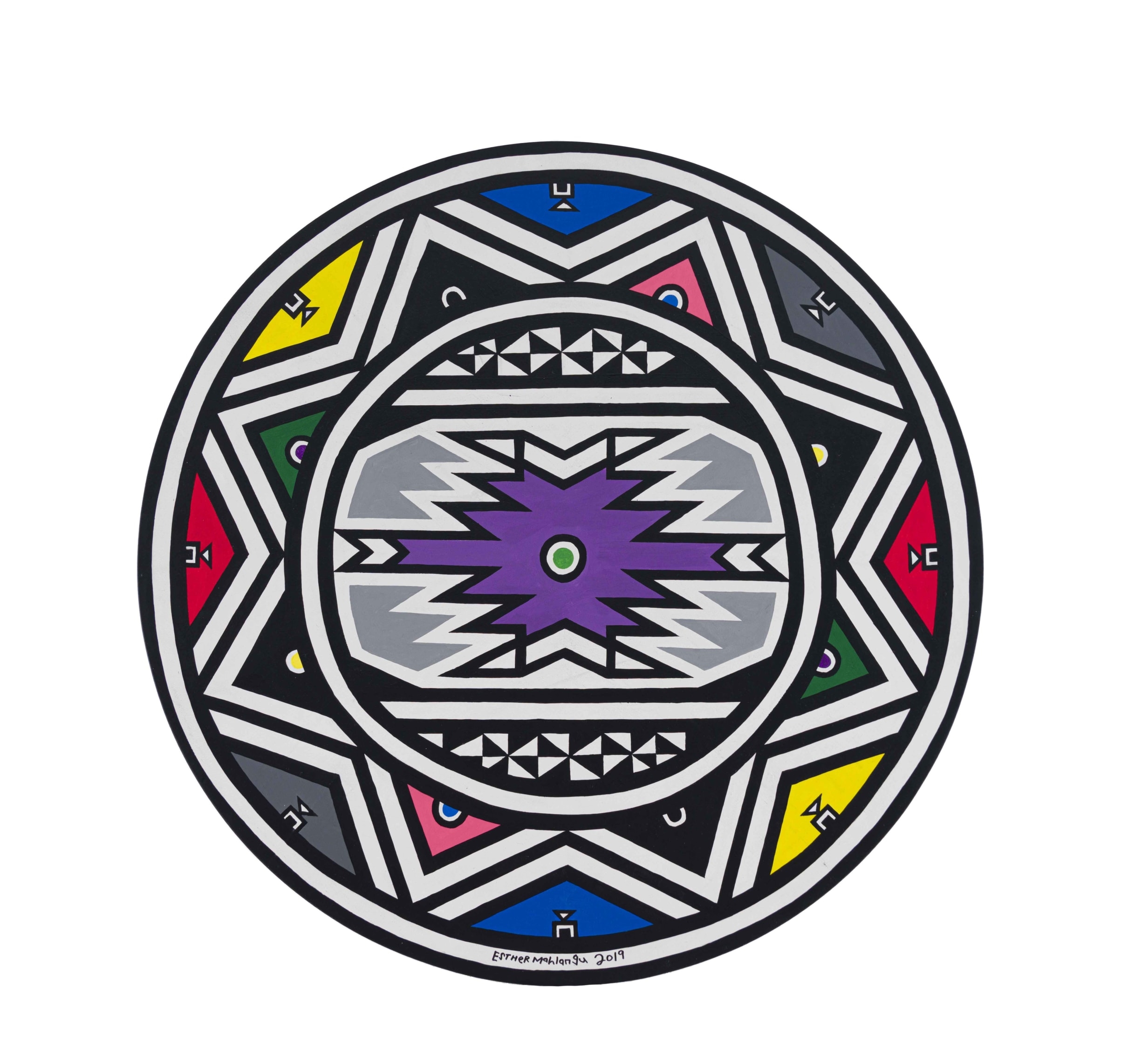 Esther Mahlangu | Ndebele Pattern in a Circle (2019) | MutualArt