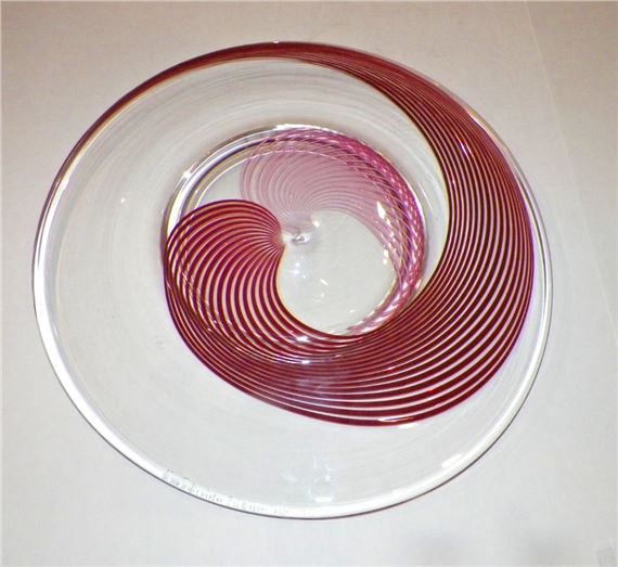 Lino Tagliapietra | GLASS SCULPTURE CRANBERRY RIBBON DESIGN (1983 ...