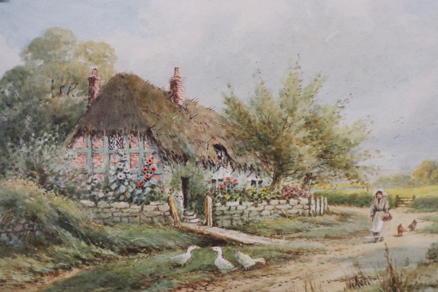 English School, 19th Century | rural scene with thatched cottage (19th ...