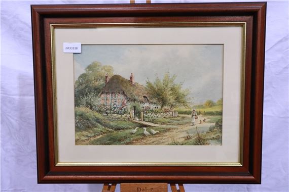 English School, 19th Century | rural scene with thatched cottage (19th ...
