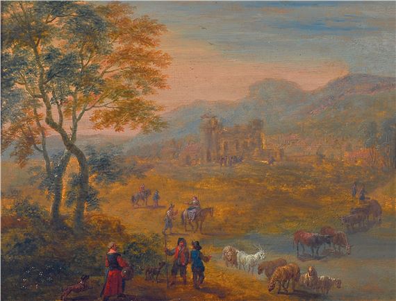 Michau Theobald | shepherds crossing a ford (1676) | Artwork ...