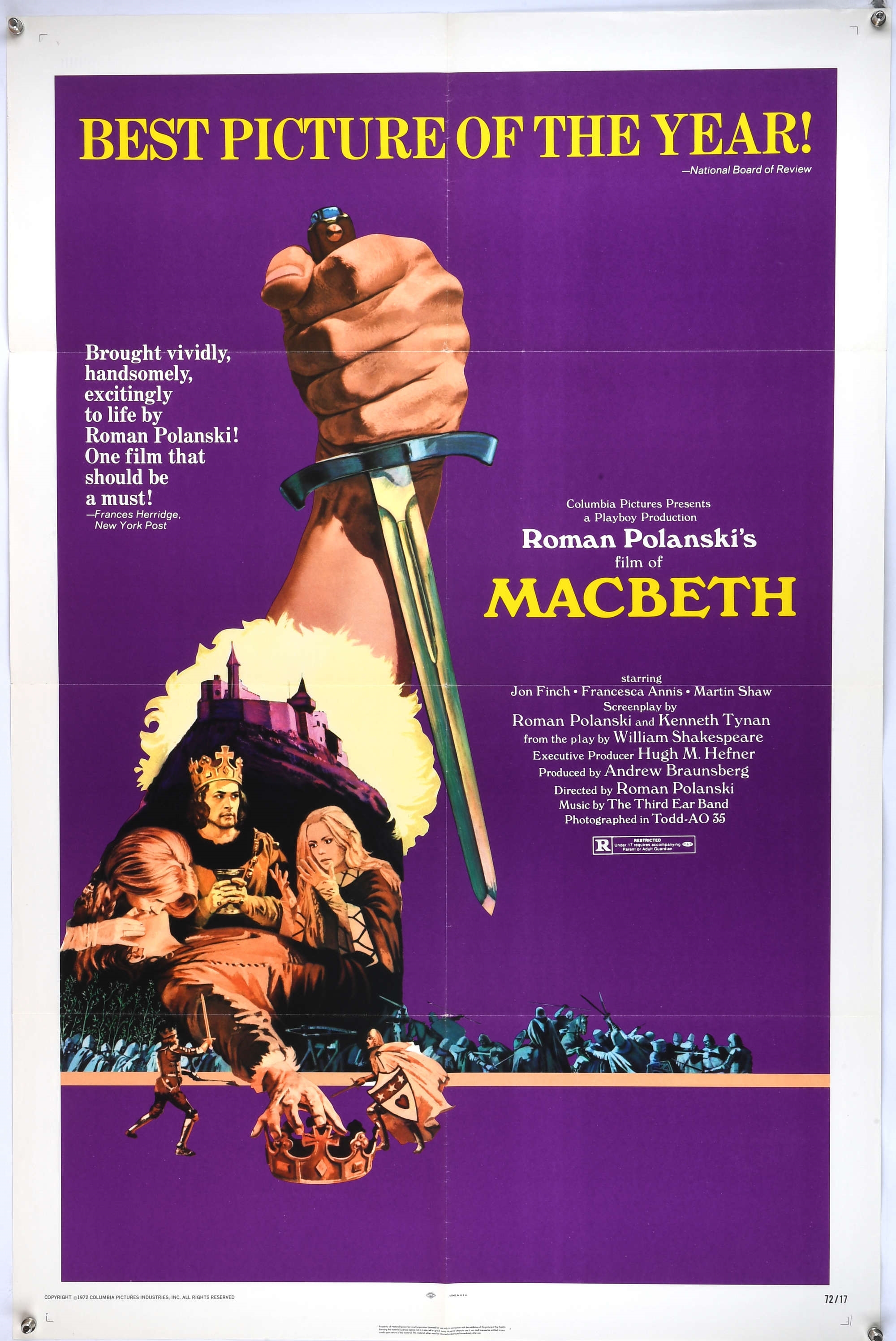 Roman Polanski | Macbeth (1972), US One Sheet Movie Poster (1972 ...