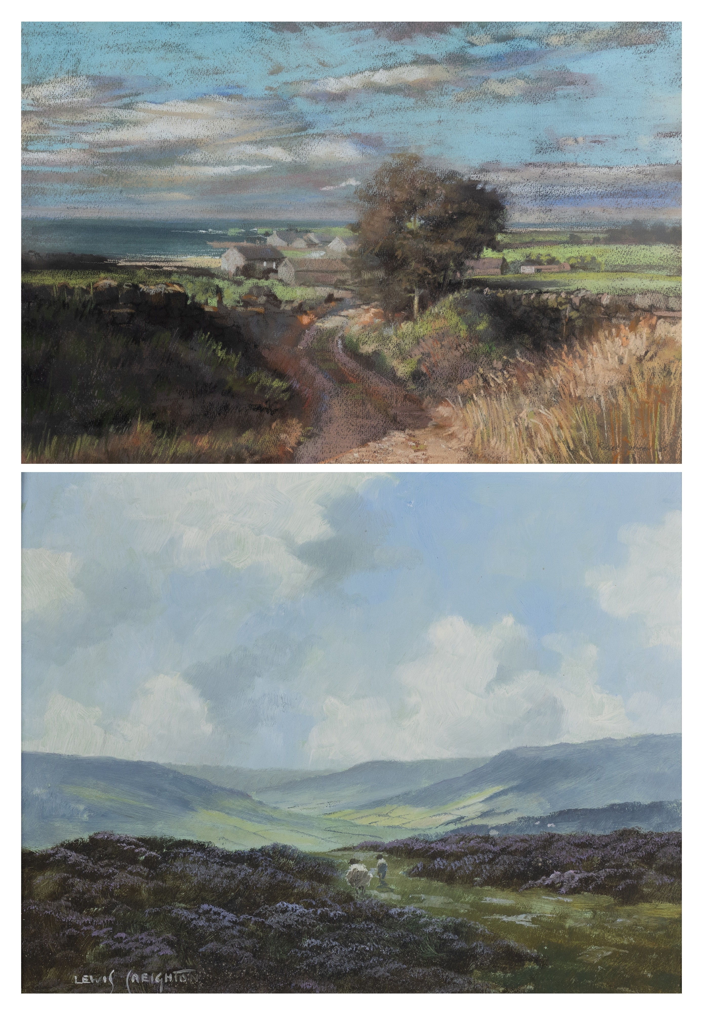 Roger Inman | Winding country path with village on the coast beyond ...