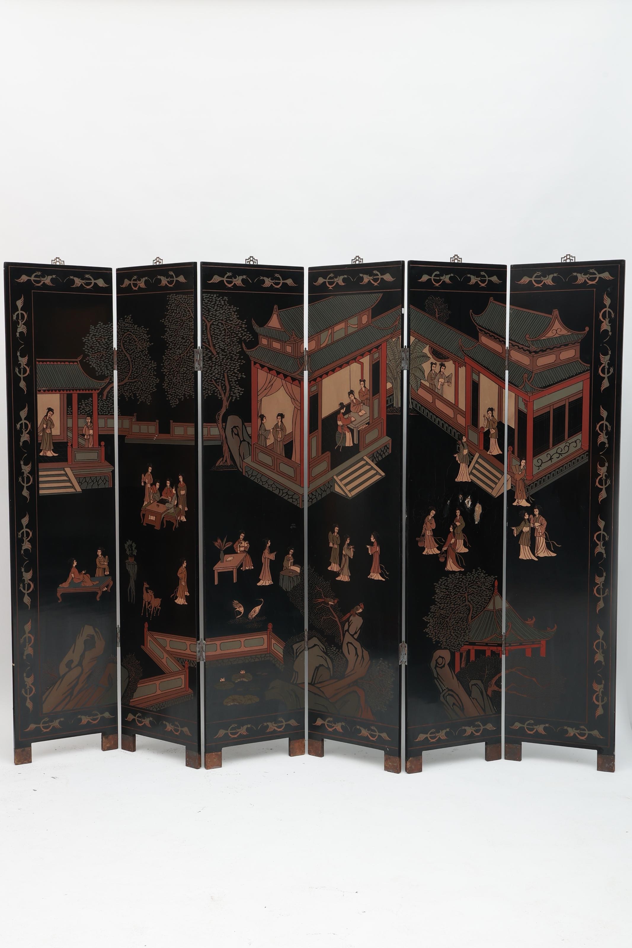 Chinese School, 20th Century | Biombo de seis folhas | MutualArt