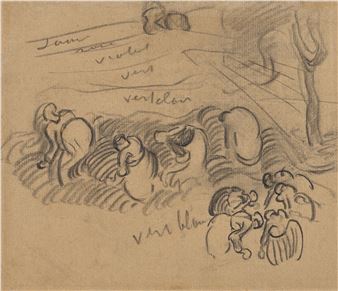 Cueilleuses de pois (recto); Esquisse d'un paysage (verso)