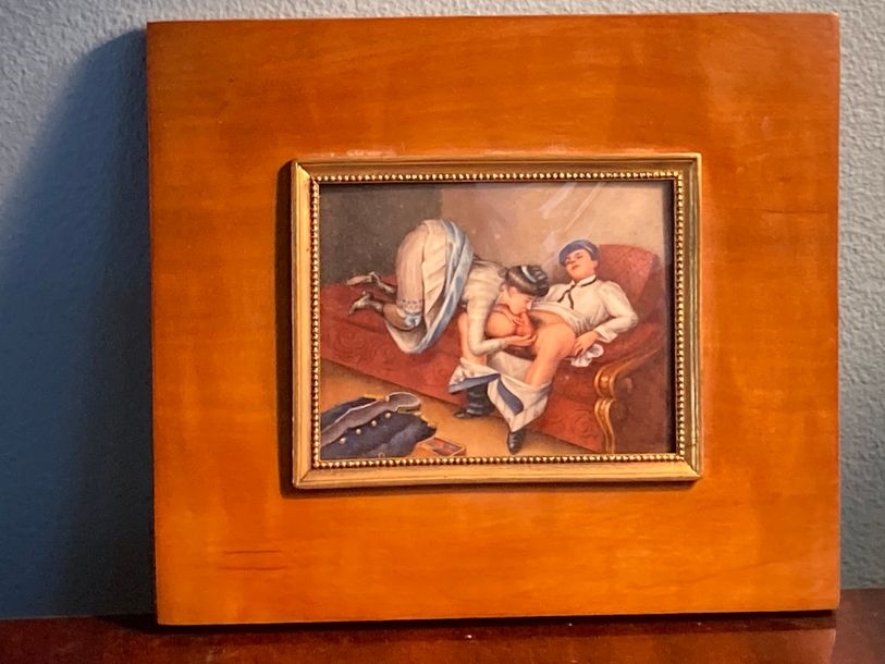 Unknown | Color print depicting a fellatio scene | MutualArt