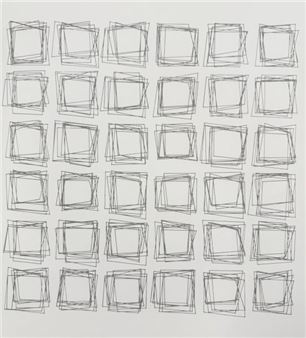 A grid of abstract geometric squares composed of intersecting lines.