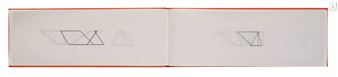 A minimalist sketchbook page featuring abstract geometric line drawings.