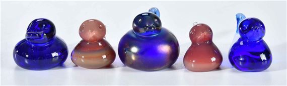 Dominick Labino | Five Dominick Labino Art Glass Duck Form Paperweights ...