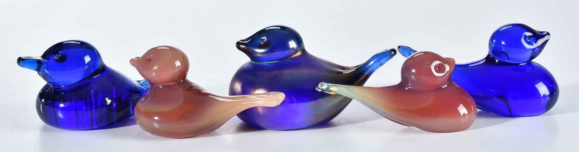 Dominick Labino | Five Dominick Labino Art Glass Duck Form Paperweights ...