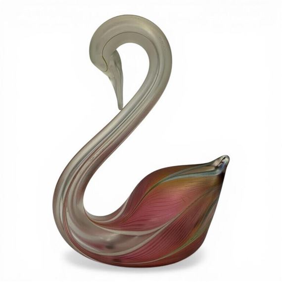 Stuart Abelman | 1980 Stuart Abelman Art Glass Swan Sculpture (1980 ...