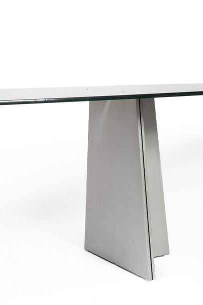 Luigi Saccardo | Console table with screen-printed elliptical glass top ...