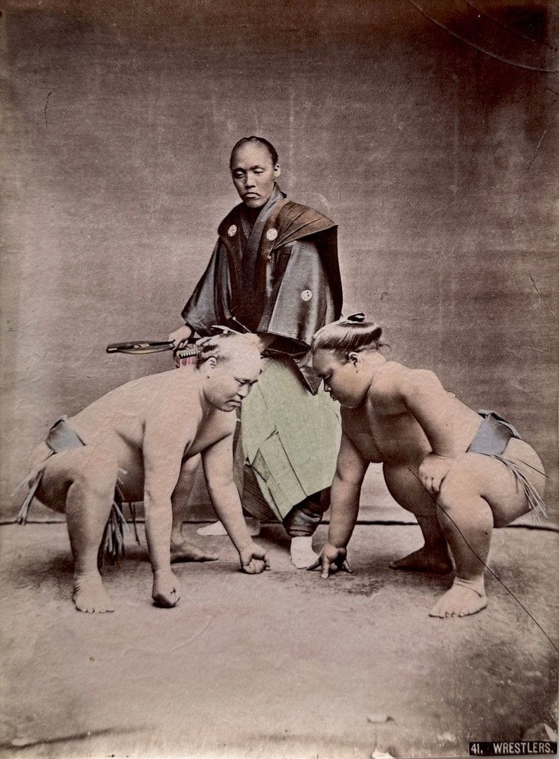 Kusakabe Kimbei | Sumo Wrestlers (ca. 1875) | MutualArt
