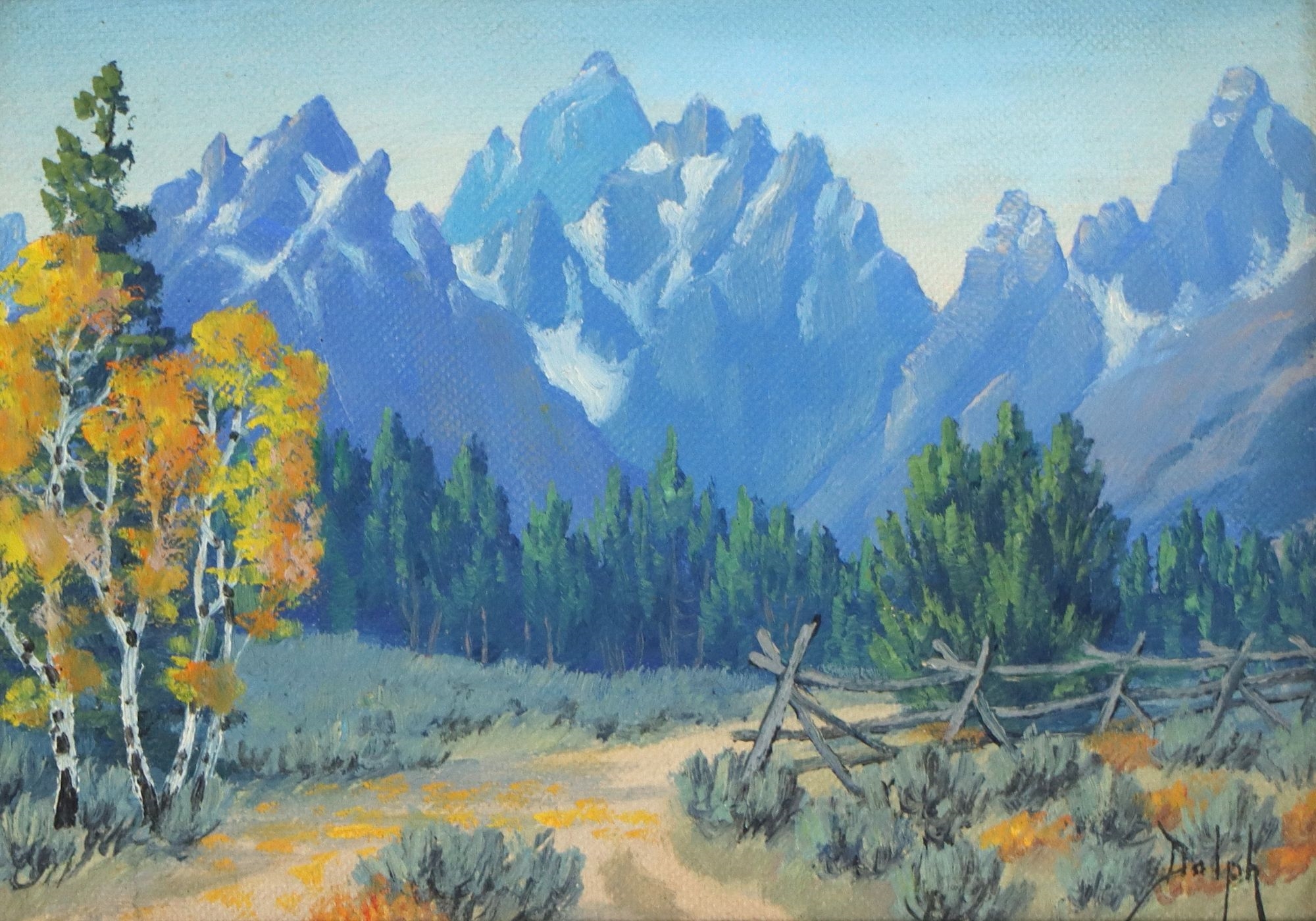 Dorthy Marie Dolph | Miniature Oil on Canvas Mountain Landscape | MutualArt