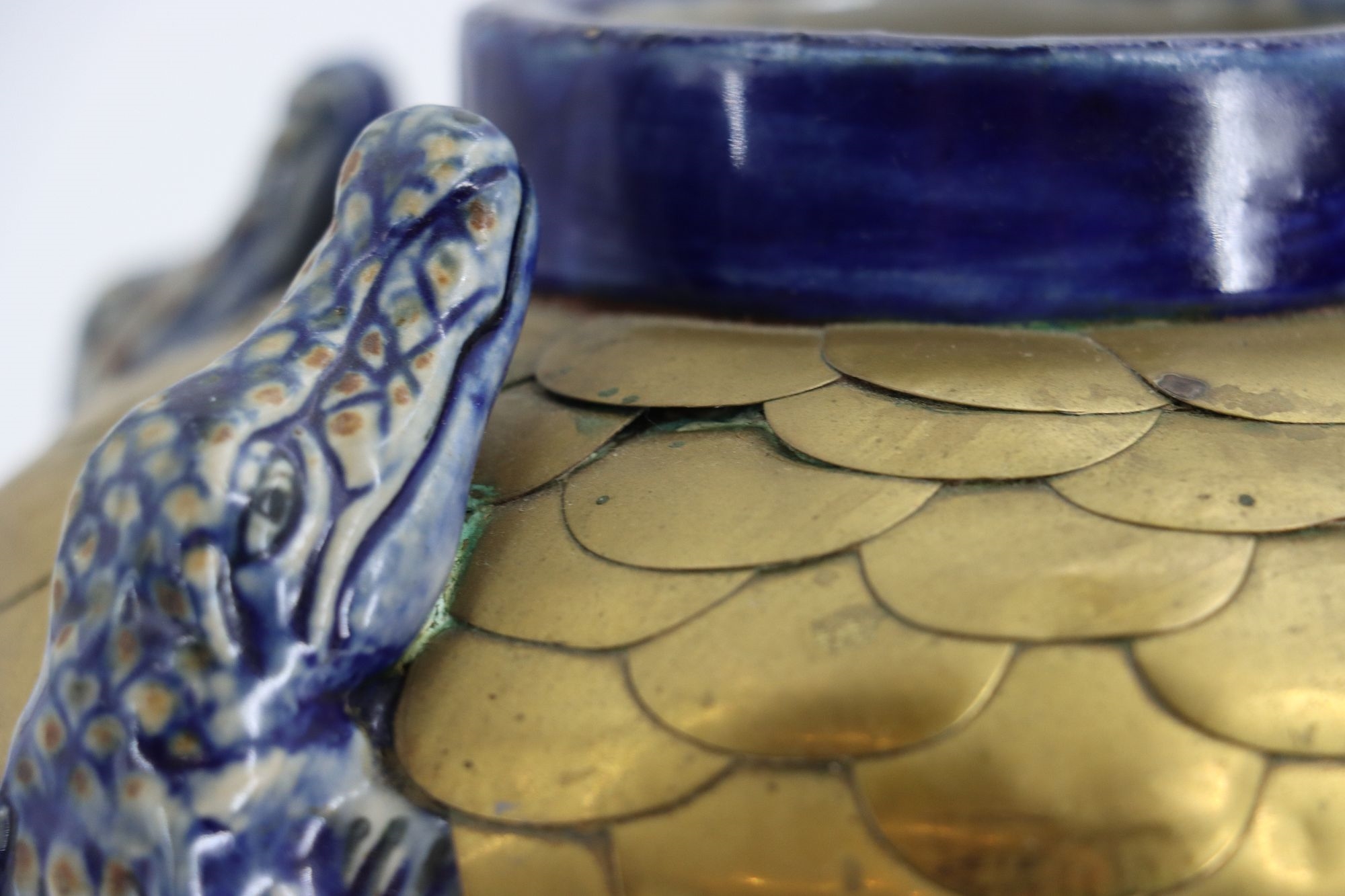 Sergio Bustamante | Glazed Ceramic Scale Pattern Vase with Alligators ...
