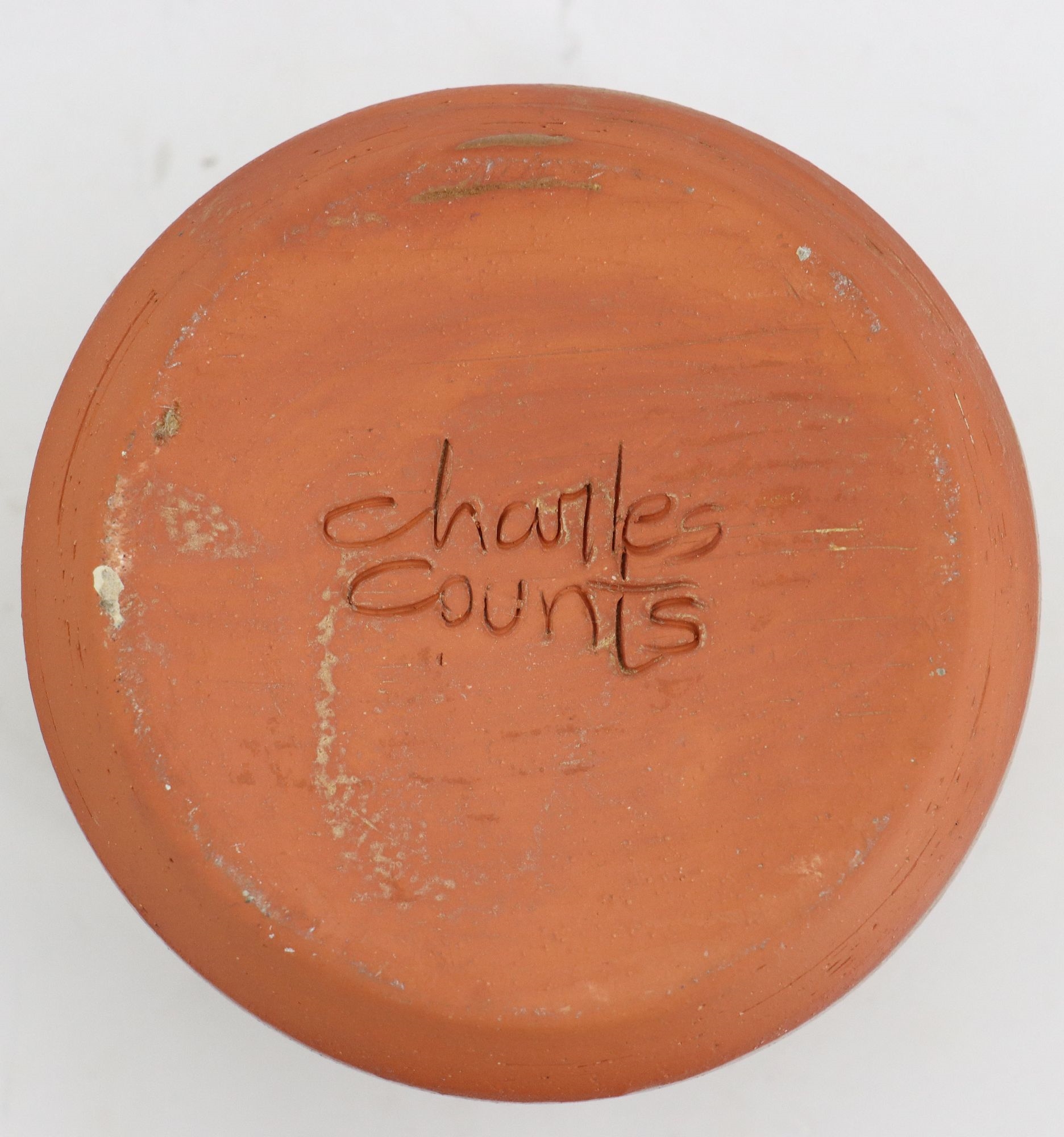 Charles Counts | Brown and Orange Drip Glaze Lidded Pot | MutualArt