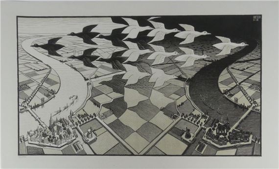 Maurits Cornelis Escher | Day and Night (late 20th century