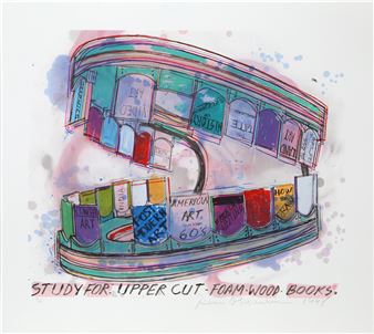 A whimsical illustration of a giant, curved mouth filled with colorful books.