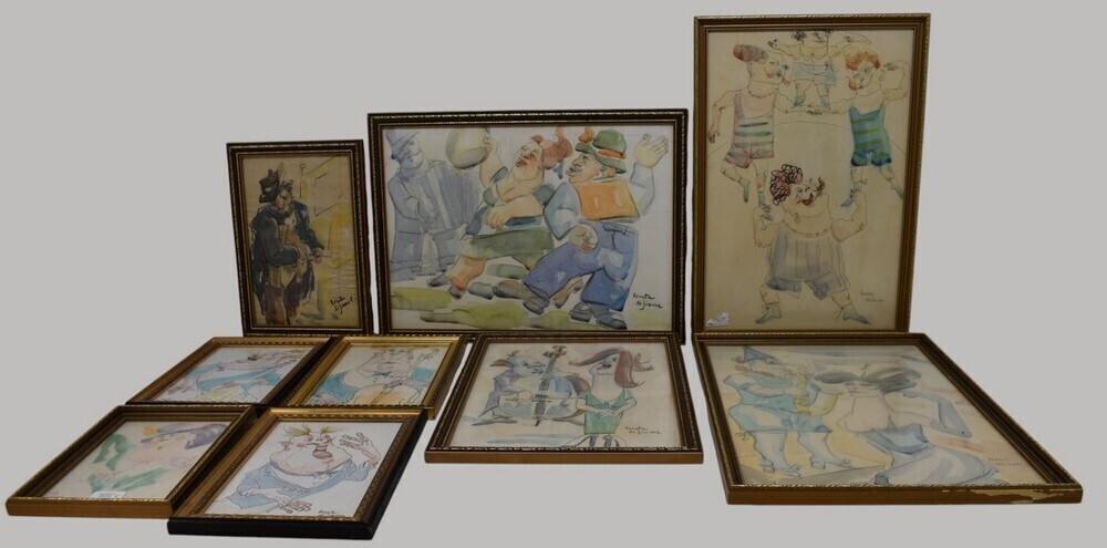 Renata de Simone | Nine various watercolour and pen and ink drawings of ...