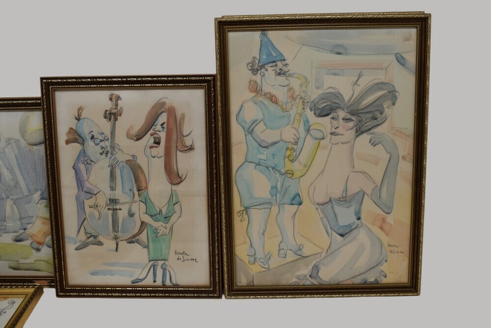 Renata de Simone | Nine various watercolour and pen and ink drawings of ...