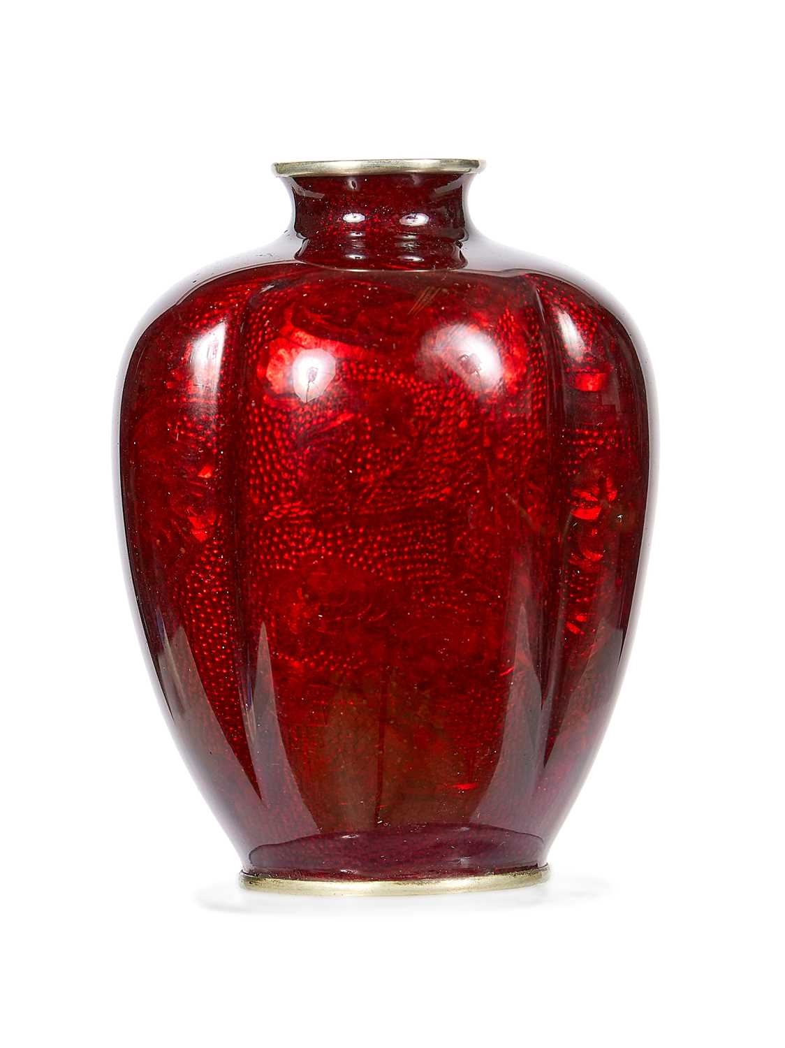 Hayashi Kodenji | A JAPANESE GINBARI AKASUKE 'PIGEON BLOOD' ENAMEL VASE ...