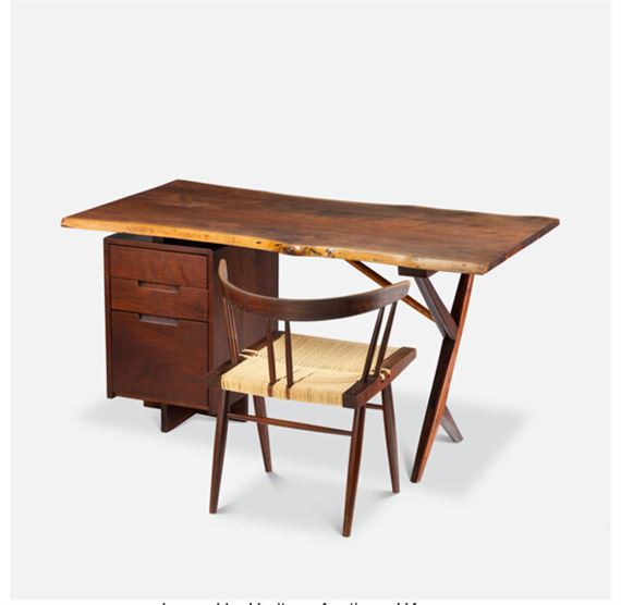 George Nakashima | Conoid Desk and Grass-Seated Chair (1960) | MutualArt