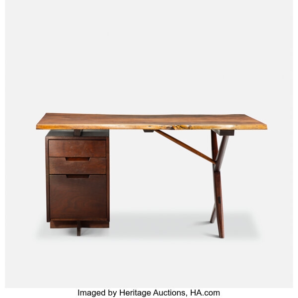 George Nakashima | Conoid Desk and Grass-Seated Chair (1960) | MutualArt