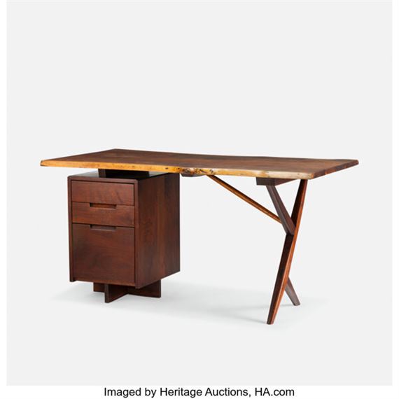 George Nakashima | Conoid Desk and Grass-Seated Chair (1960) | MutualArt