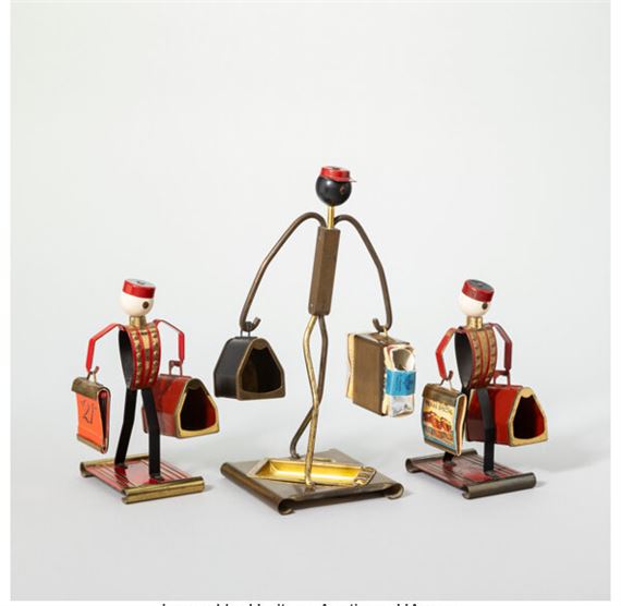 Three Art Deco Bellhop Cigarette Holders - American School, 20th Century