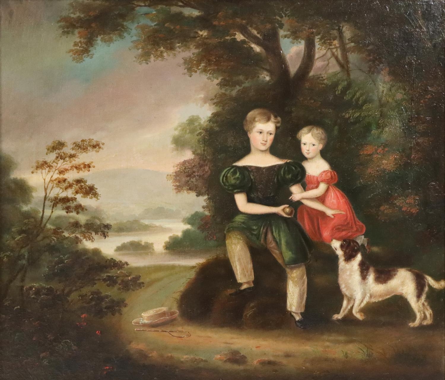 Joseph Patrick Haverty | Two Children and a Dog by a Lake | MutualArt