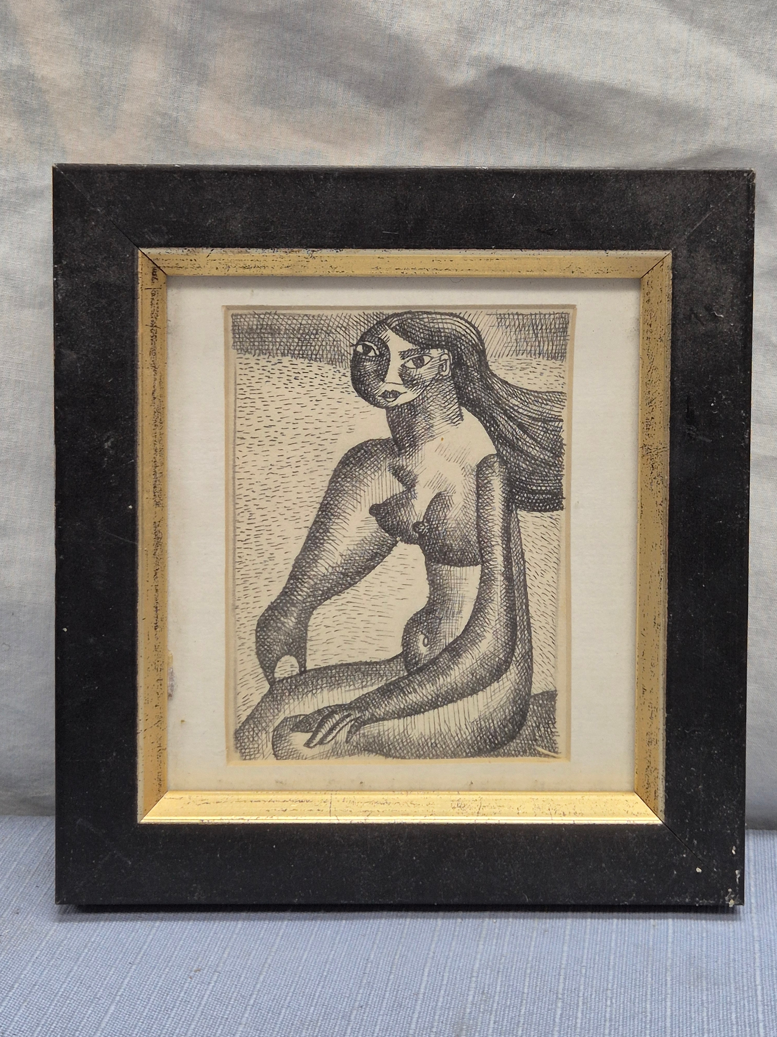 Paul Rudall | A Small Pen and Ink Drawing of a Woman | MutualArt