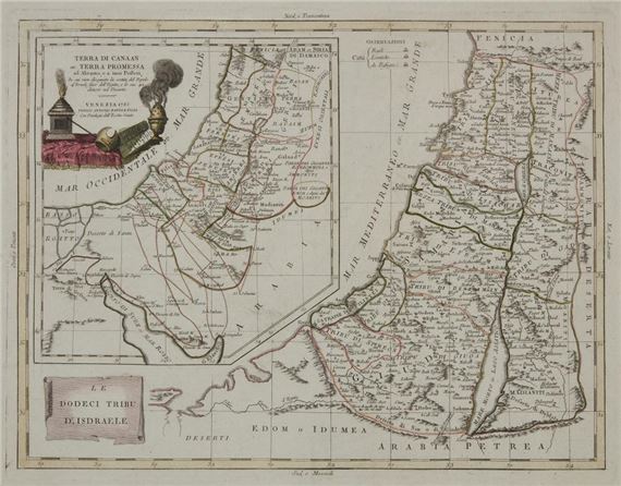Antonio Zatta | A 1785 map of the Holy land showing the traditional ...
