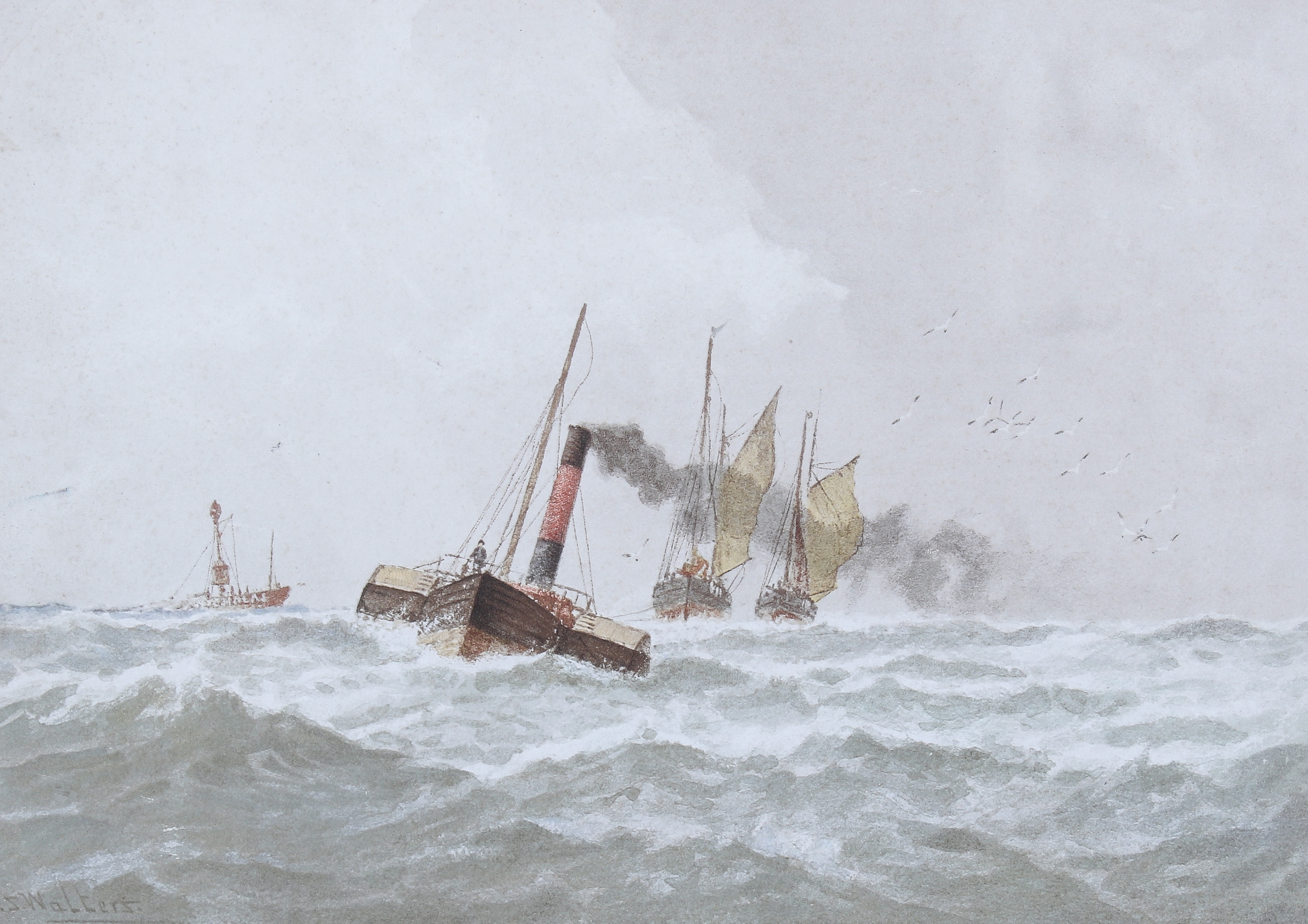 George Stanfield Walters | steam boat and boats under sail | MutualArt