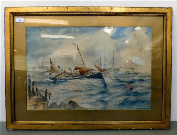 boats on choppy seas - Clarkson Frederick Stanfield