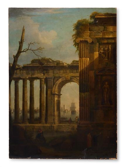 Marco Ricci | Classical Ruins in a Mediterranean Port | MutualArt