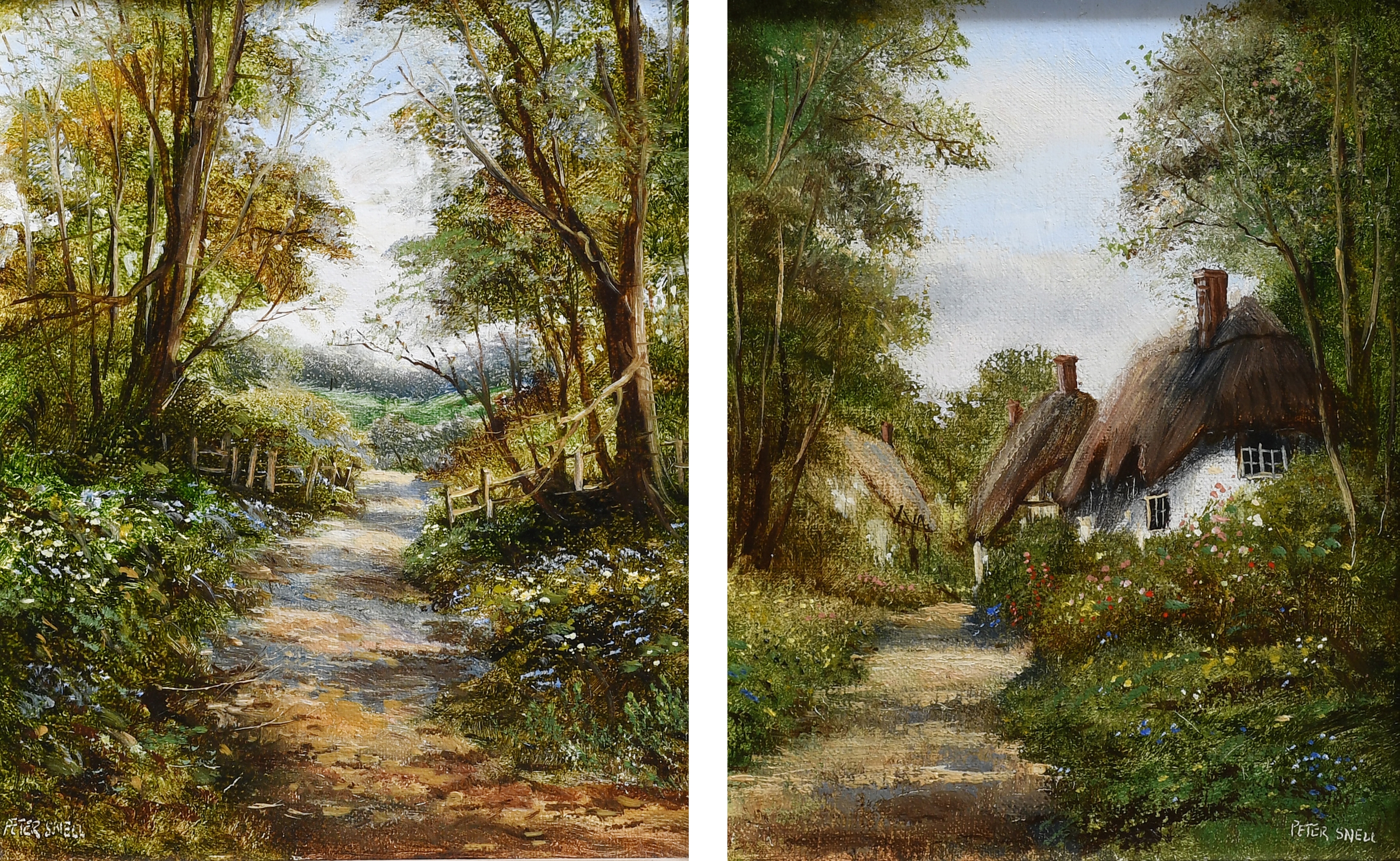 Peter Snell | Thatched cottages on the edge of a wood | MutualArt