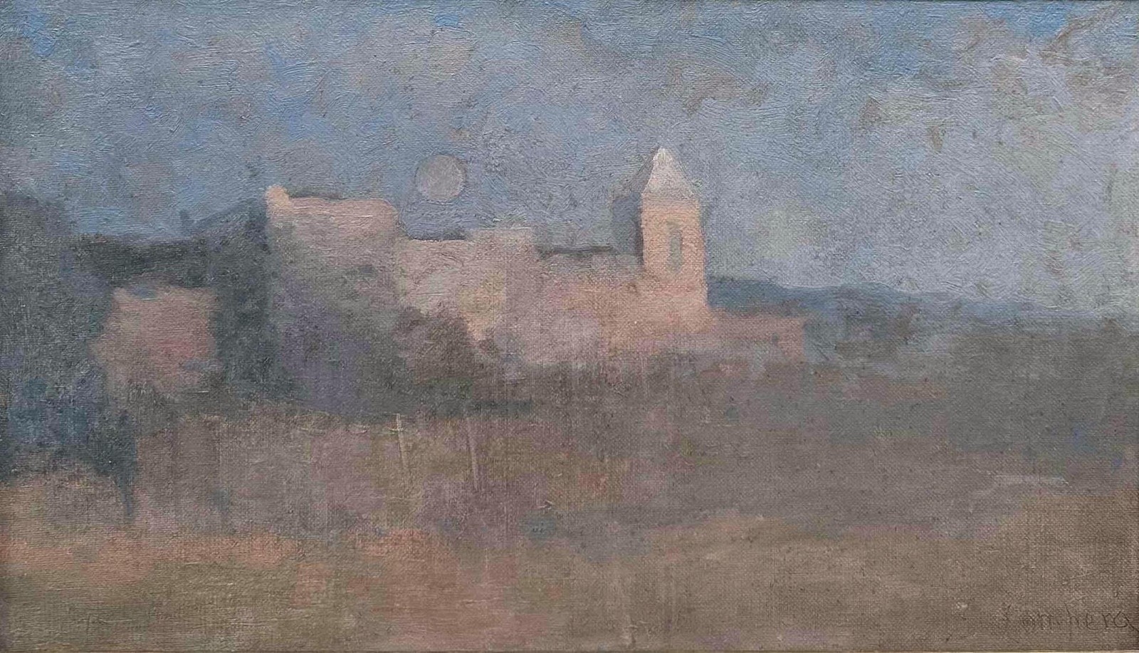 Alexis Comparet | Tonalist Landscape with Mission Ruins (Circa 1900 ...