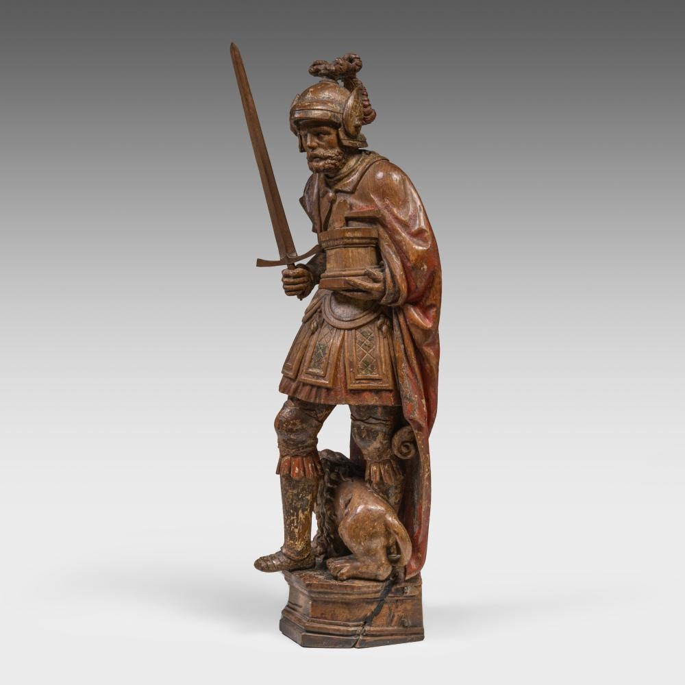 Flemish School, 16th Century | An oak sculpture of a soldier saint ...