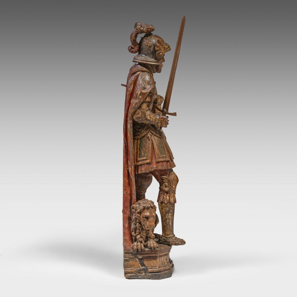 Flemish School, 16th Century | An oak sculpture of a soldier saint ...