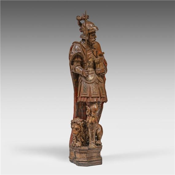 Flemish School, 16th Century | An oak sculpture of a soldier saint ...