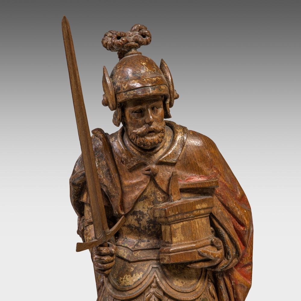 Flemish School, 16th Century | An oak sculpture of a soldier saint ...
