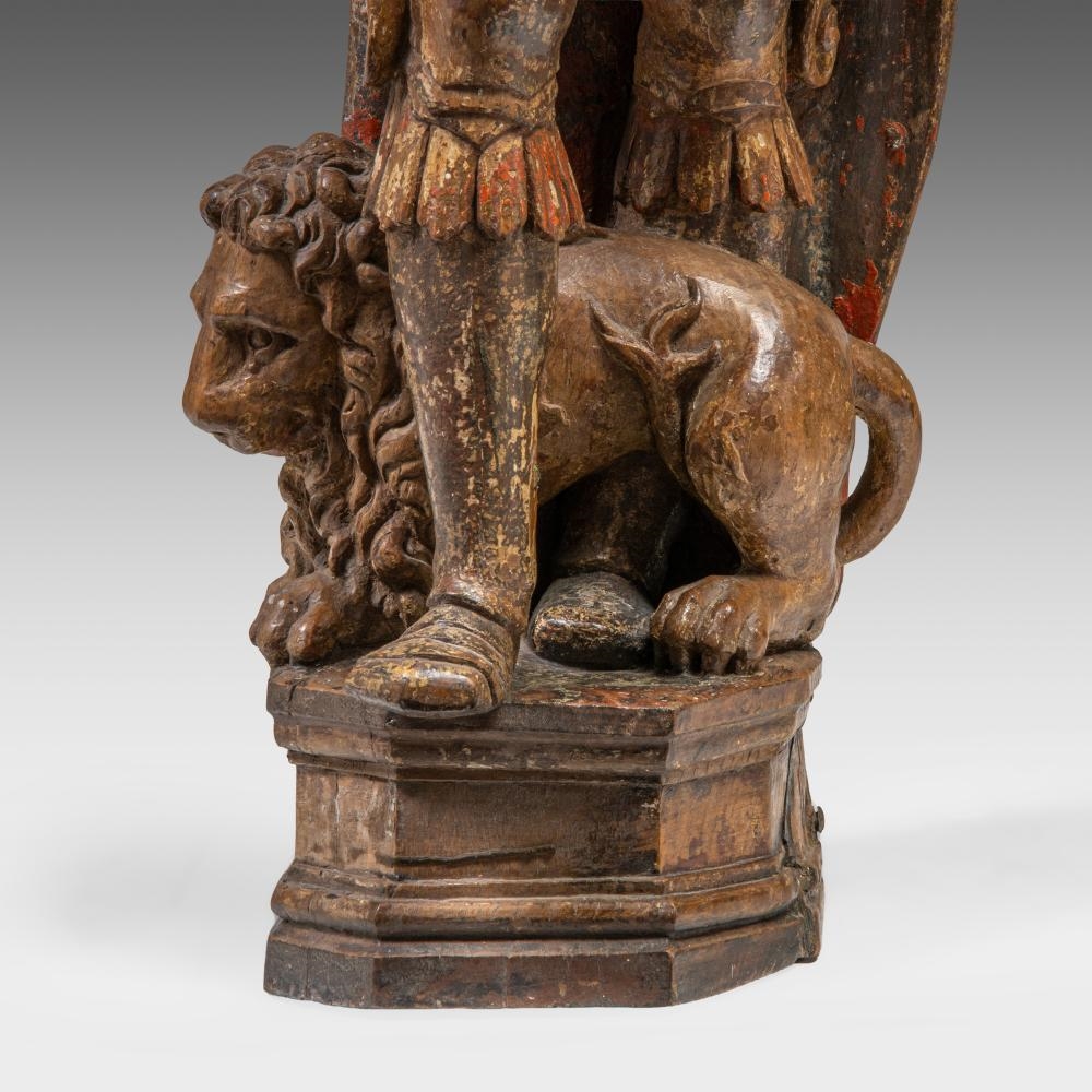Flemish School, 16th Century | An oak sculpture of a soldier saint ...