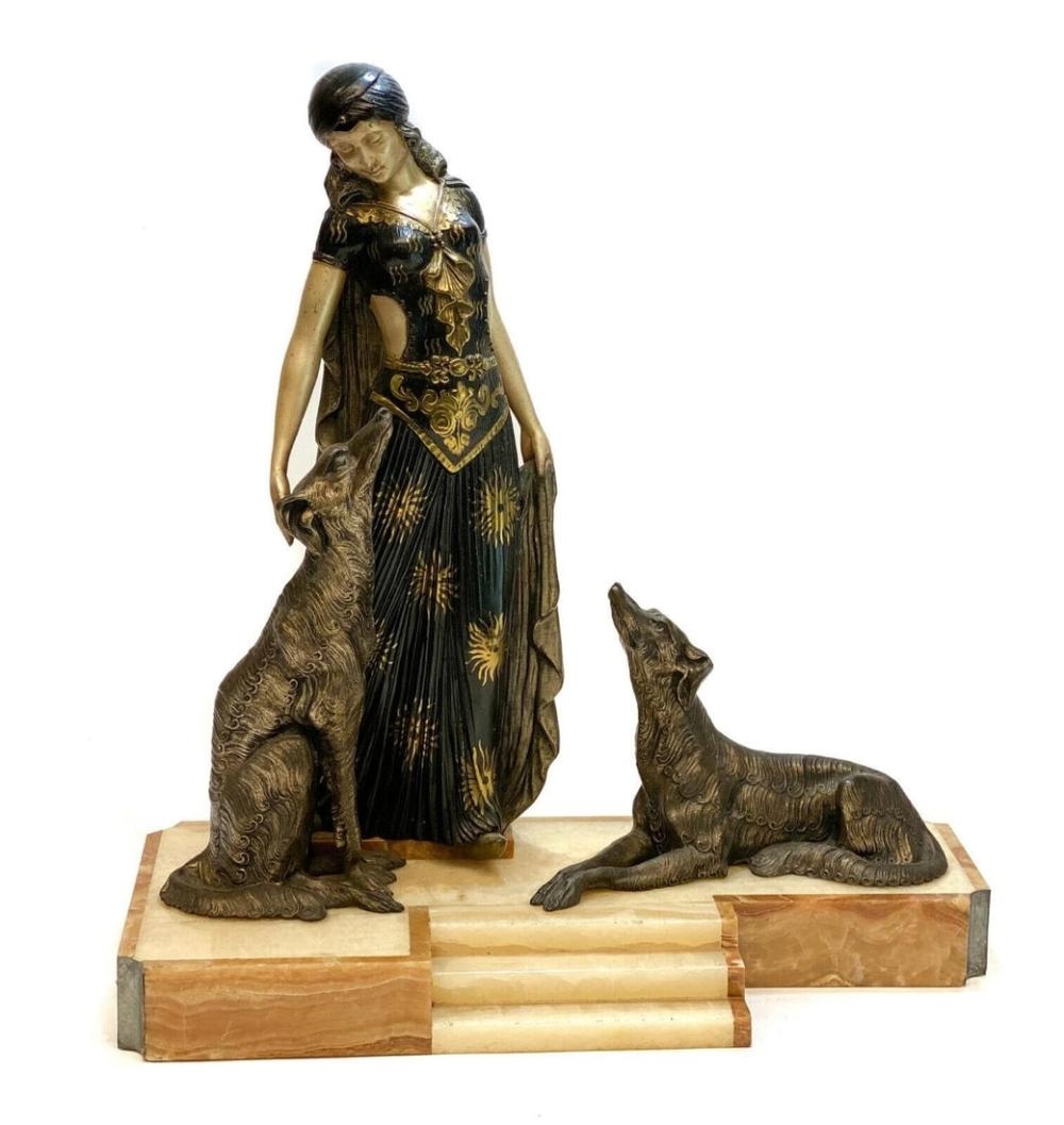 George Van de Voorde | Art Deco Patinated & Silvered Sculpture of ...